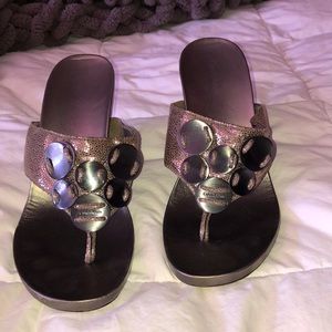 Calvin Klein shoes, size 9.5 4”heels. Gold metallic,worn twice Good condition